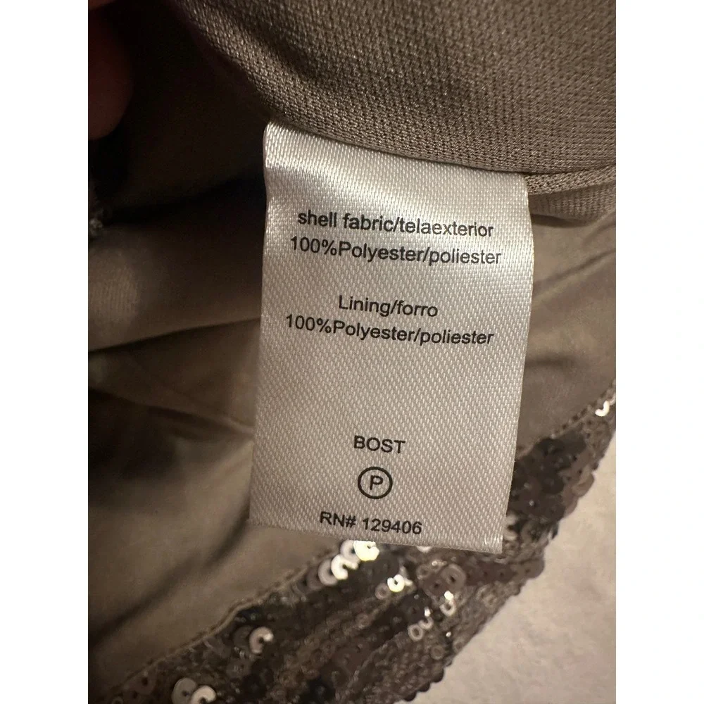 Venus Sequin Swirl Cocktail Dress Taupe Silver V-Neck Bodycon Women 14 Party - Picture 14 of 16